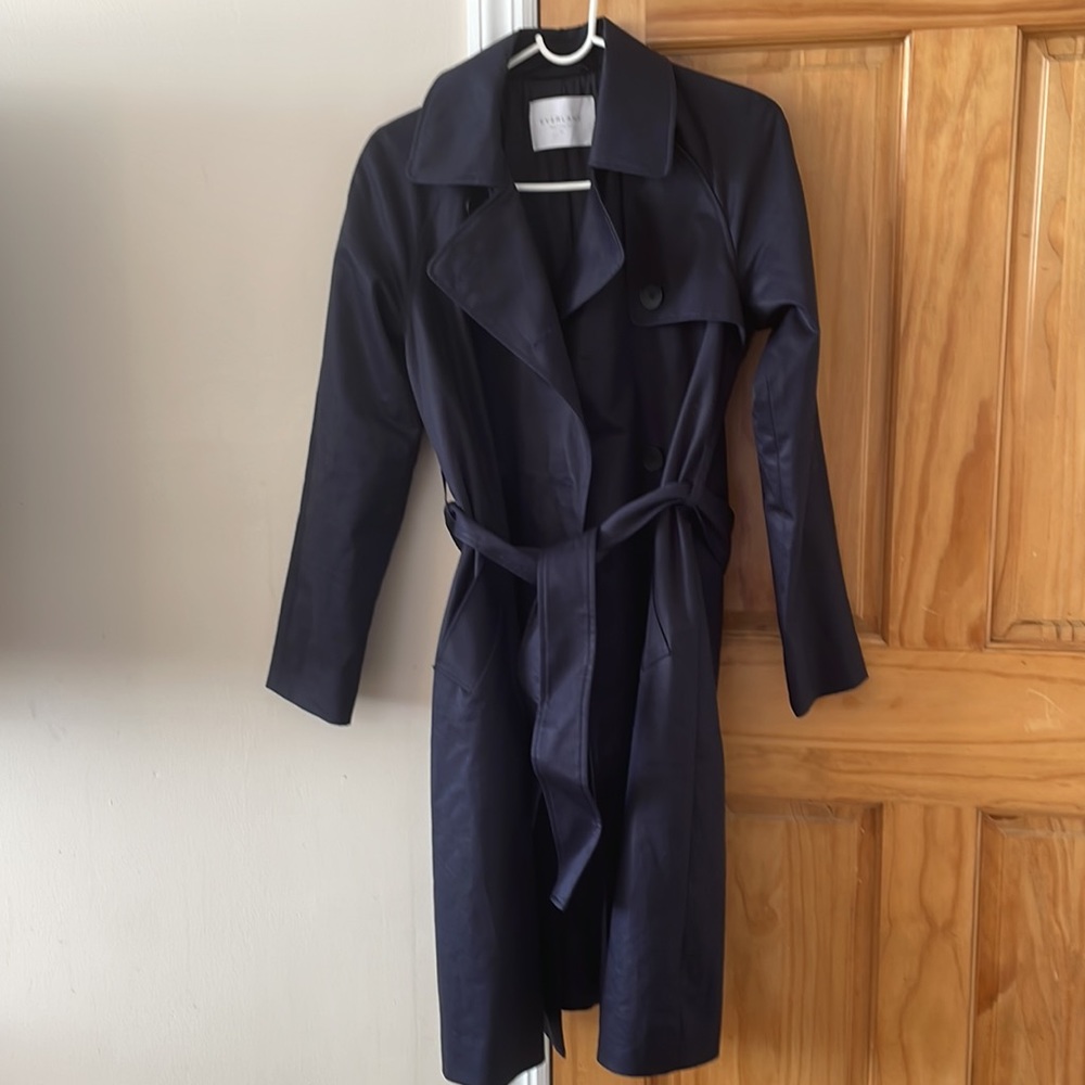 Everlane Navy Button Modern Trench Coat with Belt